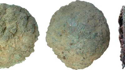 Upphittad koppartacka i flera perspektiv